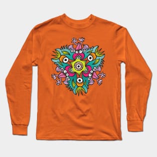 Doodle art in the form of crazy hungry monsters Long Sleeve T-Shirt